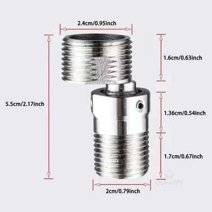 304 Stainless Steel Angled Curved Foot Wall Mounted Eccentric Screw Corner 360° Rotatable Adjustable Shower Faucet Adapter