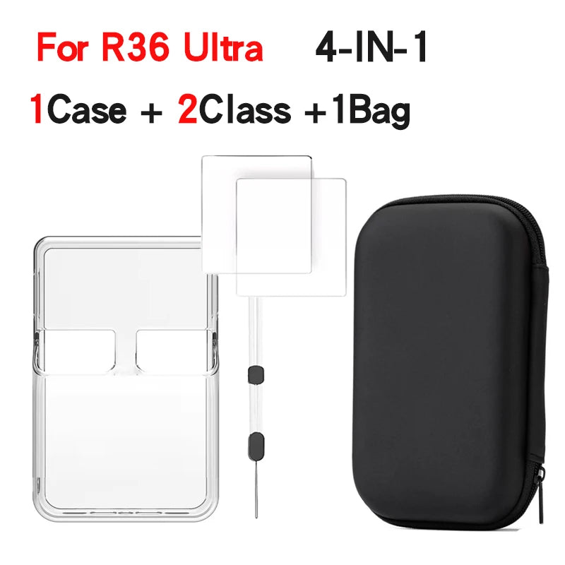 TOFON Transparent protective case For R36 Ultra game console storage bag EVA shell resistant  scratch resistant screen film