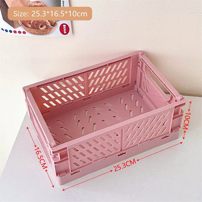 Foldable Storage Box with Handles Collapsible Crate for Toys, Cosmetics & Desk Organization