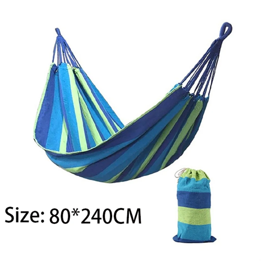 Double Hammock 2 Person Canvas Cotton Hammock with Tree Straps for Patio Garden Backyard Outdoor and Indoor (Red, Blue)