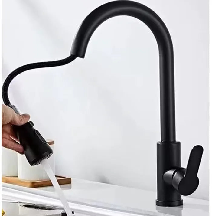 Black  Kitchen Faucet Pull Out Brushed Nickle Stainless Steel Kitchen Mixed Tap Kitchen Sink Tap