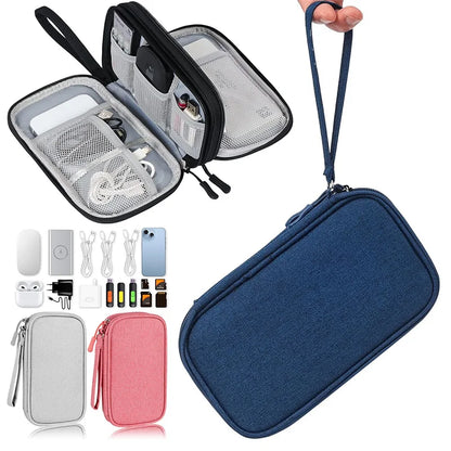 NEW Travel Organizer Bag USB-Cable Storage Organizers Pouch Carry Case Portable Waterproof Double Layers Storage Bags Cable Cord