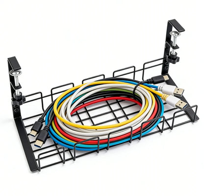 Metal under Table Storage Rack Cable Management Tray Wire Organizer for Home Office Desk No Punching Kitchen Storage Accessories
