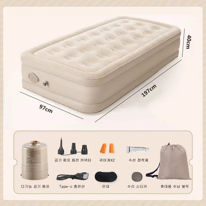 Interior Air Mattress Glamping Mats PVC Inflatable Sleeping Mattress Luxury 2 Person Camping Bed Mat Built-in Pump Thicken Mat