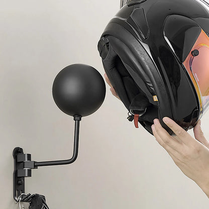 Wall Mount Motorcycle Helmet Holder 180°Rotation Football Bicycle Helmet Rack Helmet Display Hanger Stand for Caps With 2 Hooks