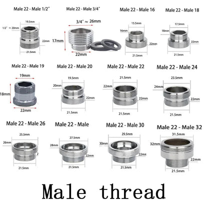 1Pcs Lots M22 to M20 M18 M28 Thread Stainless Steel Connectors Faucet Joints Kitchen Water Tap Adapter Water Purifier Accessory