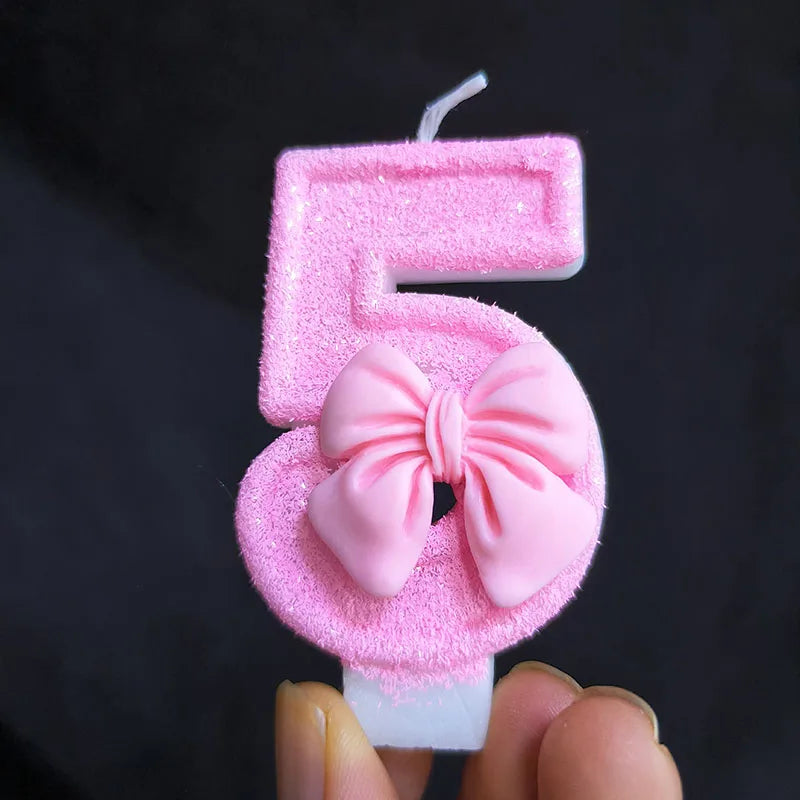 Creative Digital 0-9 Number Birthday Cake Candles New Girls Pink Bow Household Home Decor Ornaments Cakes Decorations Candle