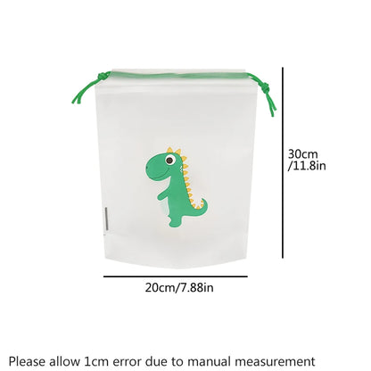 10 Transparent Drawstring Bags with Exquisite Cartoon Patterns, Waterproof and Easy-to-carry Grocery Storage Bags