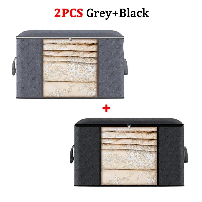 Large Capacity Clothes Storage Bag Foldable Dustproof Blanket Cotton Quilt Storage Containers for Organizing Bedroom Closet Bag