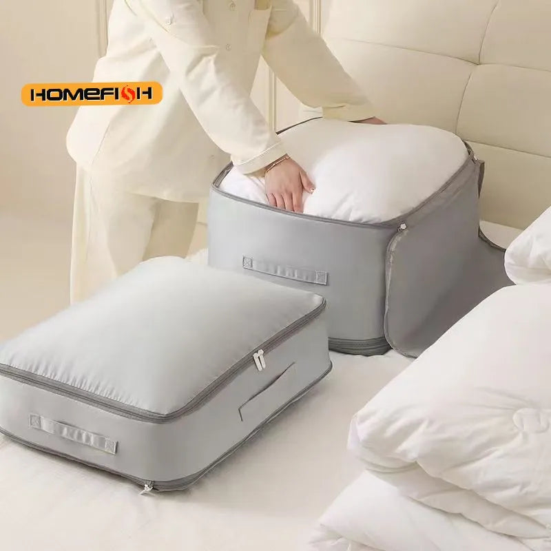Heavy-Duty Self-Compressing Storage Bag Portable Organizer for ClothesBlankets & Quilts Ideal for Closet Organization