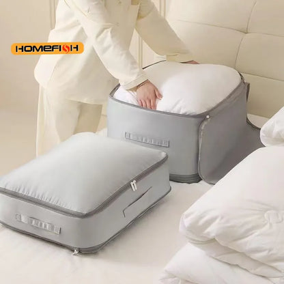 Heavy-Duty Self-Compressing Storage Bag Portable Organizer for ClothesBlankets & Quilts Ideal for Closet Organization
