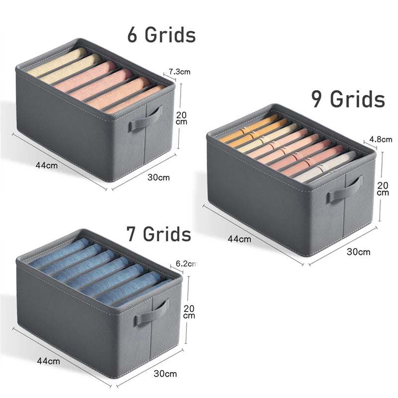 Thickened Pants Storage Box Foldable 9/7 Grids Organizer for Jeans Sweatshirt Shirt Wardrobe Organizers of Cabinets and Drawer