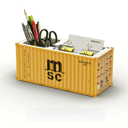 Miniature Realistic Shipping Container Model Simple Multifunctional Office Desktop Pen Holder Storage Box Home Decor Craft