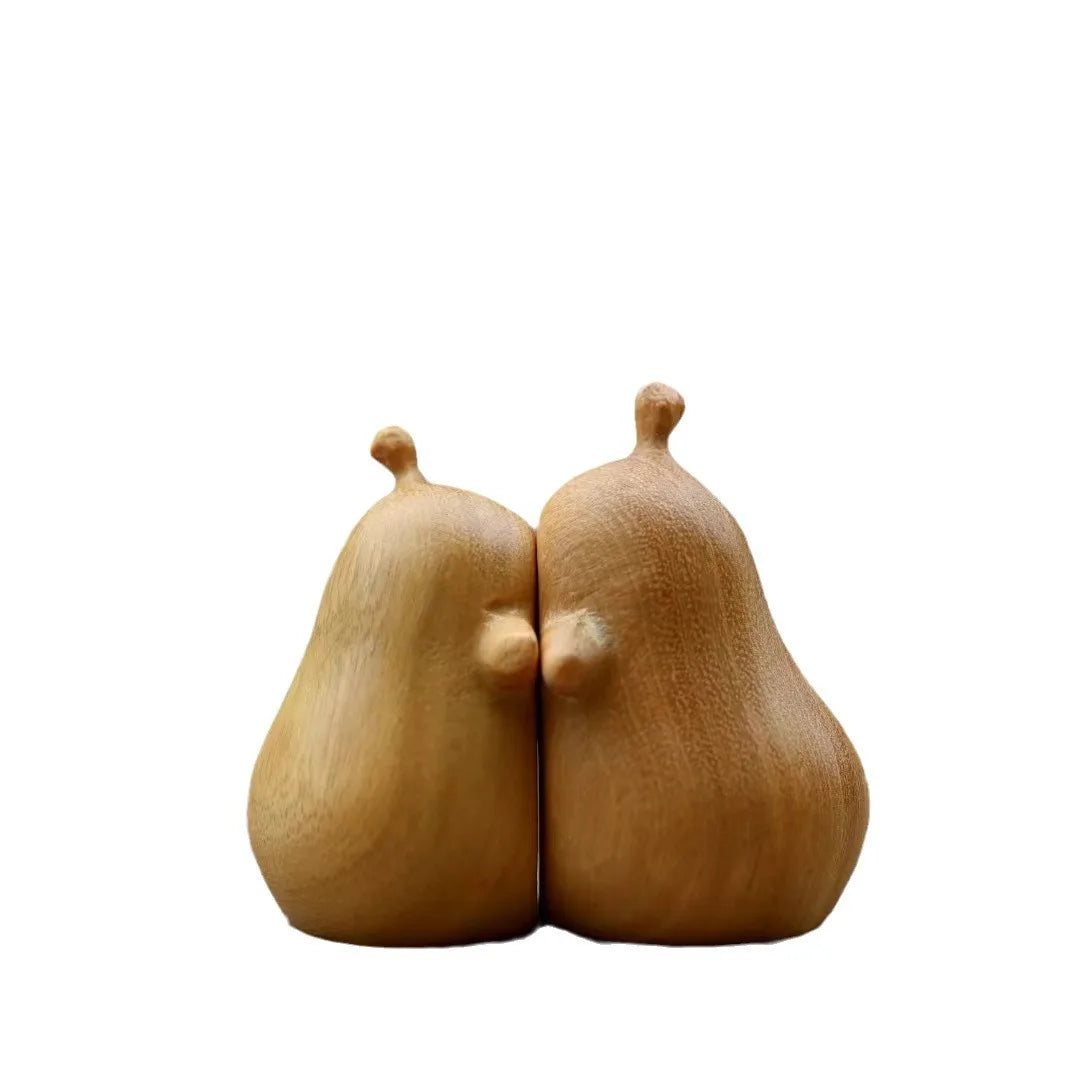 Cute Wooden Carvings Never Separate Figurine Valentine's Day Gifts Boyfriend Birthday Hugs Pears Home Decor Desktop Ornaments