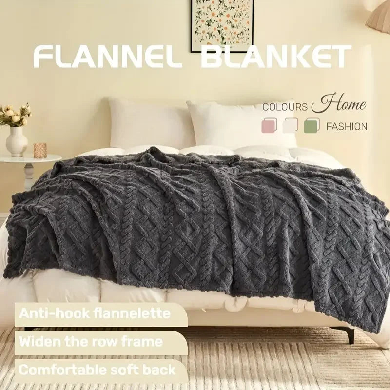 Ultra-Soft 3D Plush Fleece Blanket – Luxurious Dense Weave, Cozy Flannel Throw for Warmth