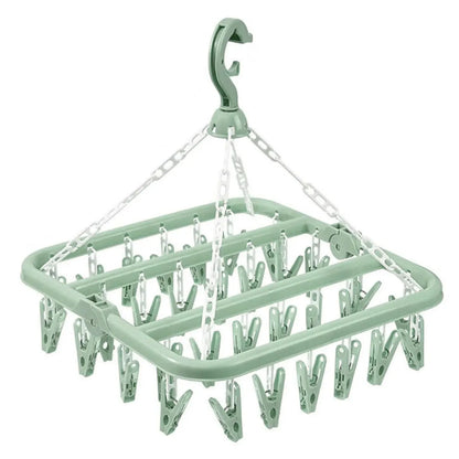 1/3PCS Foldable Drip Hanger with 32 Clips - Plastic Hanging Drying Rack for Clothes Underwear Socks Suitable for Bedroom Balcony