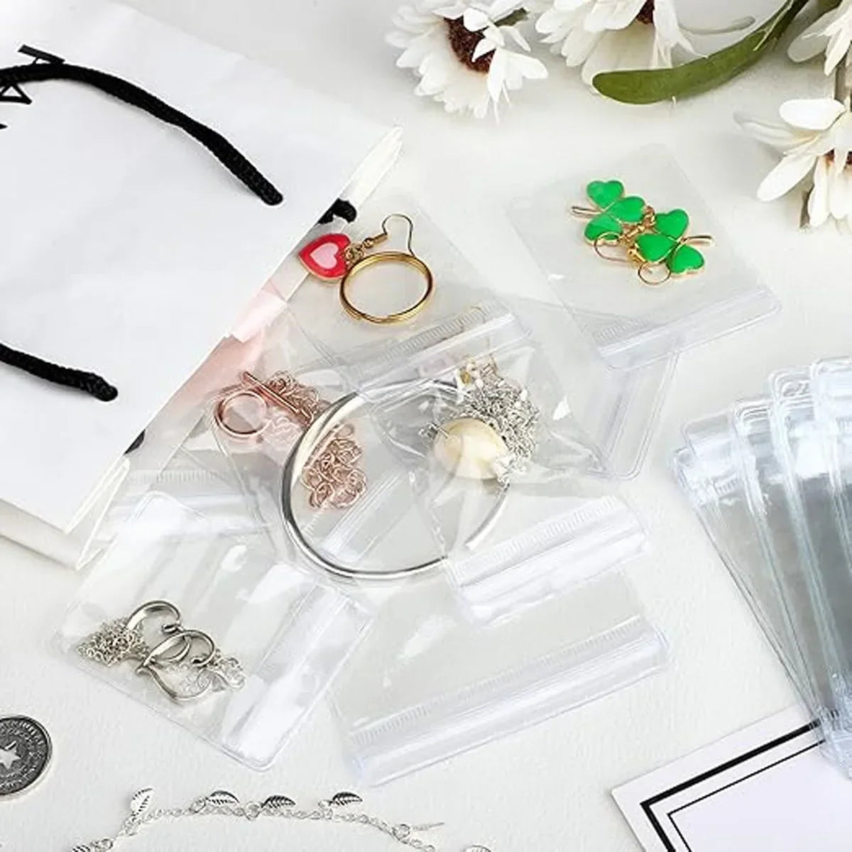 Clear Earring Bags Waterproof Bags Thickened Reusable Storage Pouch for Jewelry Rings Necklace Bracelet