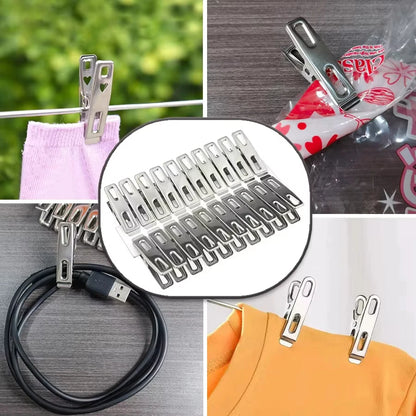 20pcs Stainless Steel Clothespins, Binder Clips, Heavy Duty Clothes Pins, Metal Clip Set, Metal Clothes Clips For Clothes Sock F