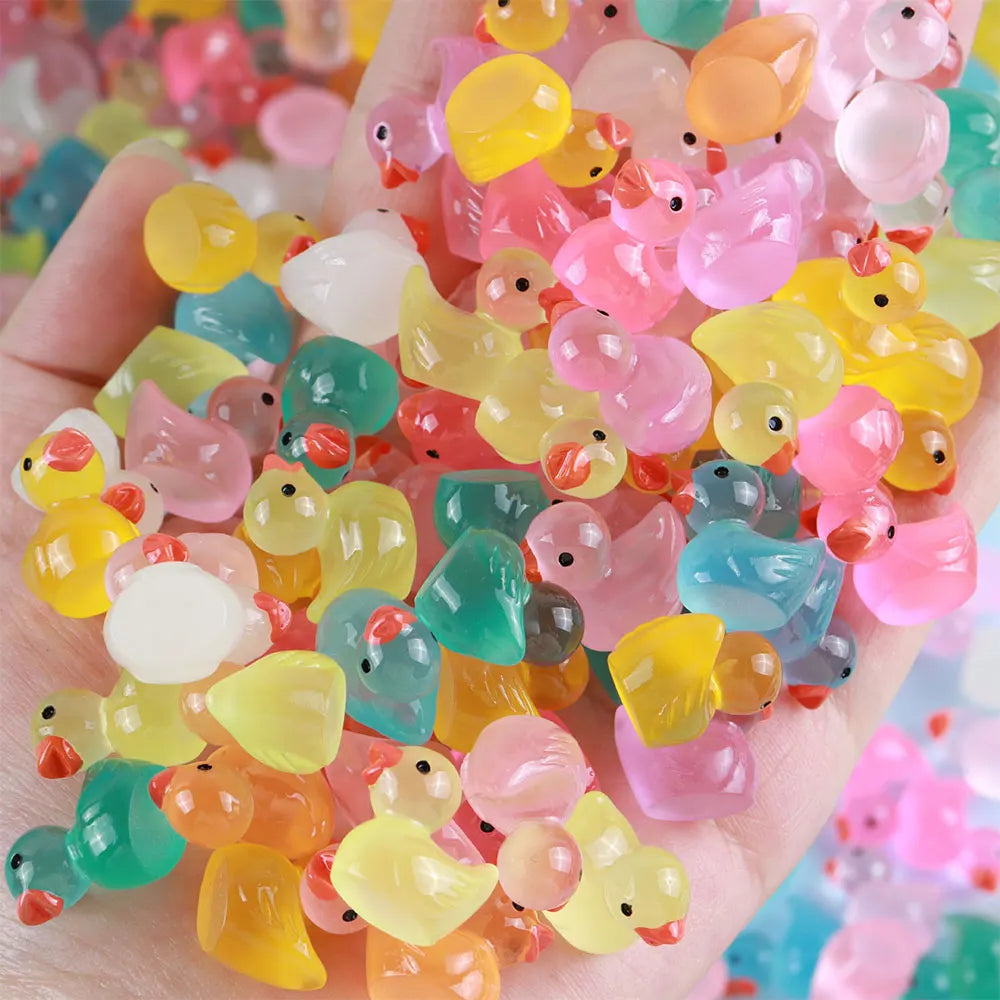 50 Glow-in-the-Dark Mini Ducks Luminous Moss Micro Landscape Fairy Garden Accessories Home Decoretion Night Glowing Figurines