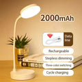 USB Plug-in Portable LED Desk Lamp - 3 Color Stepless Dimming Eye Protection Bedroom Bedside Table Light