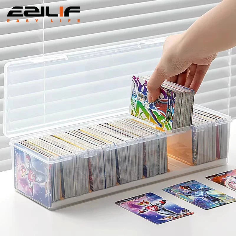Transparent plastic storage box, capable of holding 550+gaming cards, used for storing PTCG/MTG cards