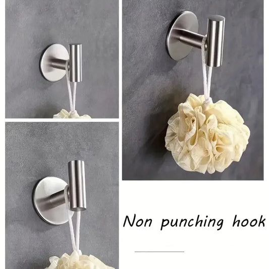 Stainless Steel Non-Perforated Bathrobe Hook, Towel Hook for Bathroom, Kitchen & Garage Clothes Hat Holder