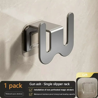 Non Perforated Simple Shoe Storage Rack Bathroom Door with Drainage on The Back Wall Bathroom Slipper Rack Wall Mounted Hook