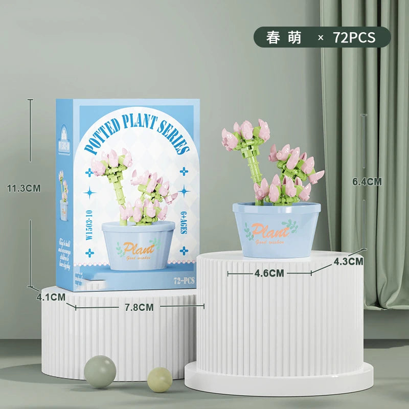 Flower Bouquet Mini Particle Building Blocks Flower Kit 3D DIY Creative Plants Micro Bricks for Home Decor Girl Gift Adults Kids