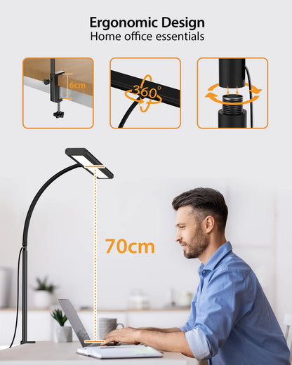 Gooseneck USB Clip On Night Reading Light with 3 Colors and 10 Levels Adjustable No remote control