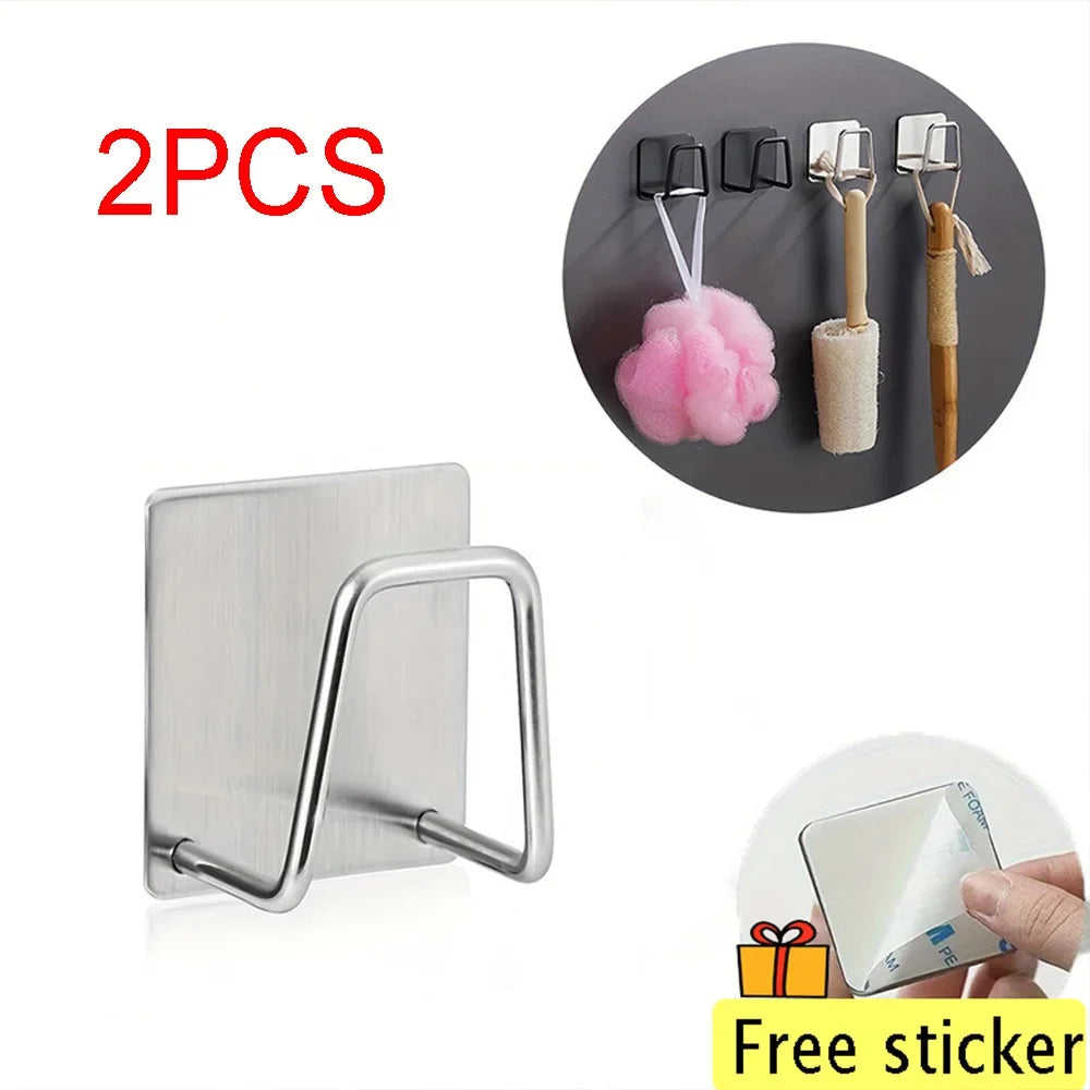 1-5Pcs Kitchen Sink Sponge Rack Drain Storage Holder Self Adhesive Stainless Steel Wire Ba Il Rag Brush Organizer Wall Hooks