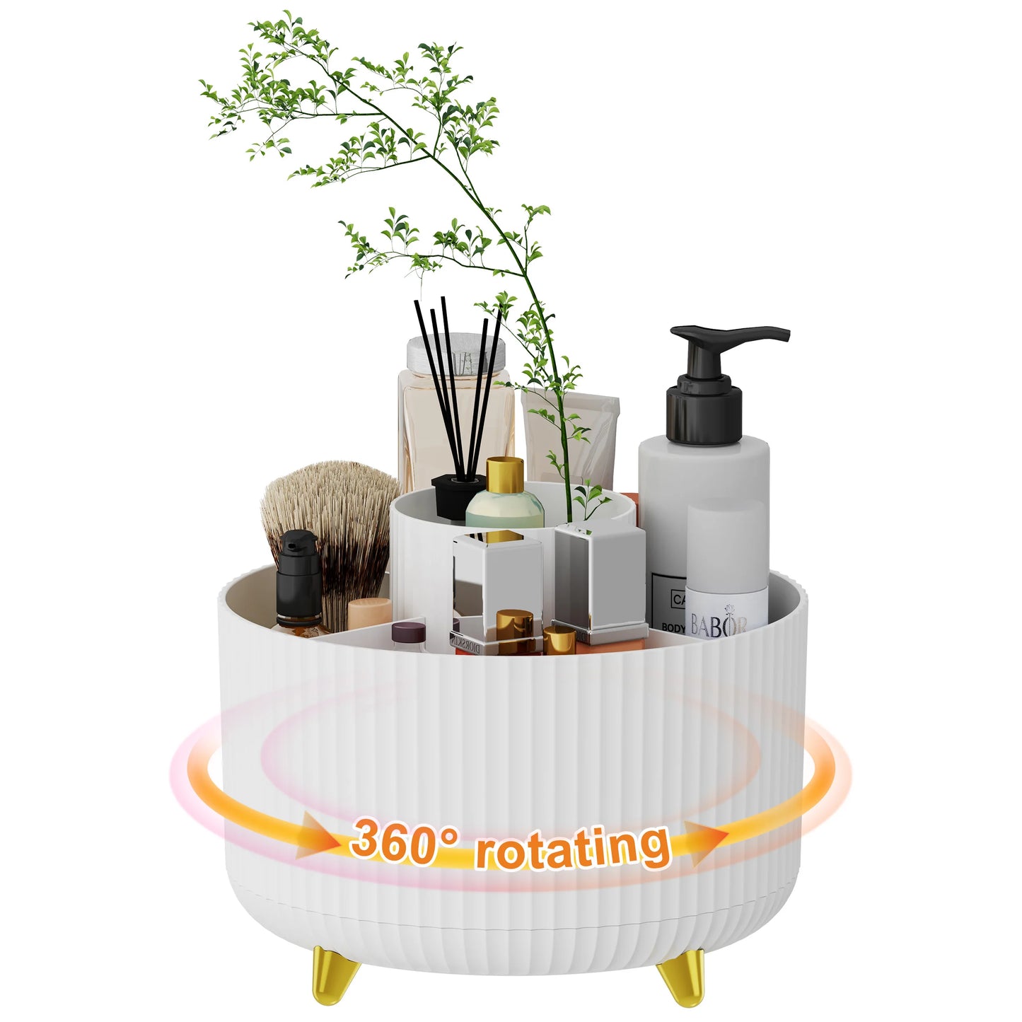 360° Rotating Makeup Organizer - 1pc Plastic Cosmetic Storage with 5 Compartments - Multi-Functional Holder for Brushes
