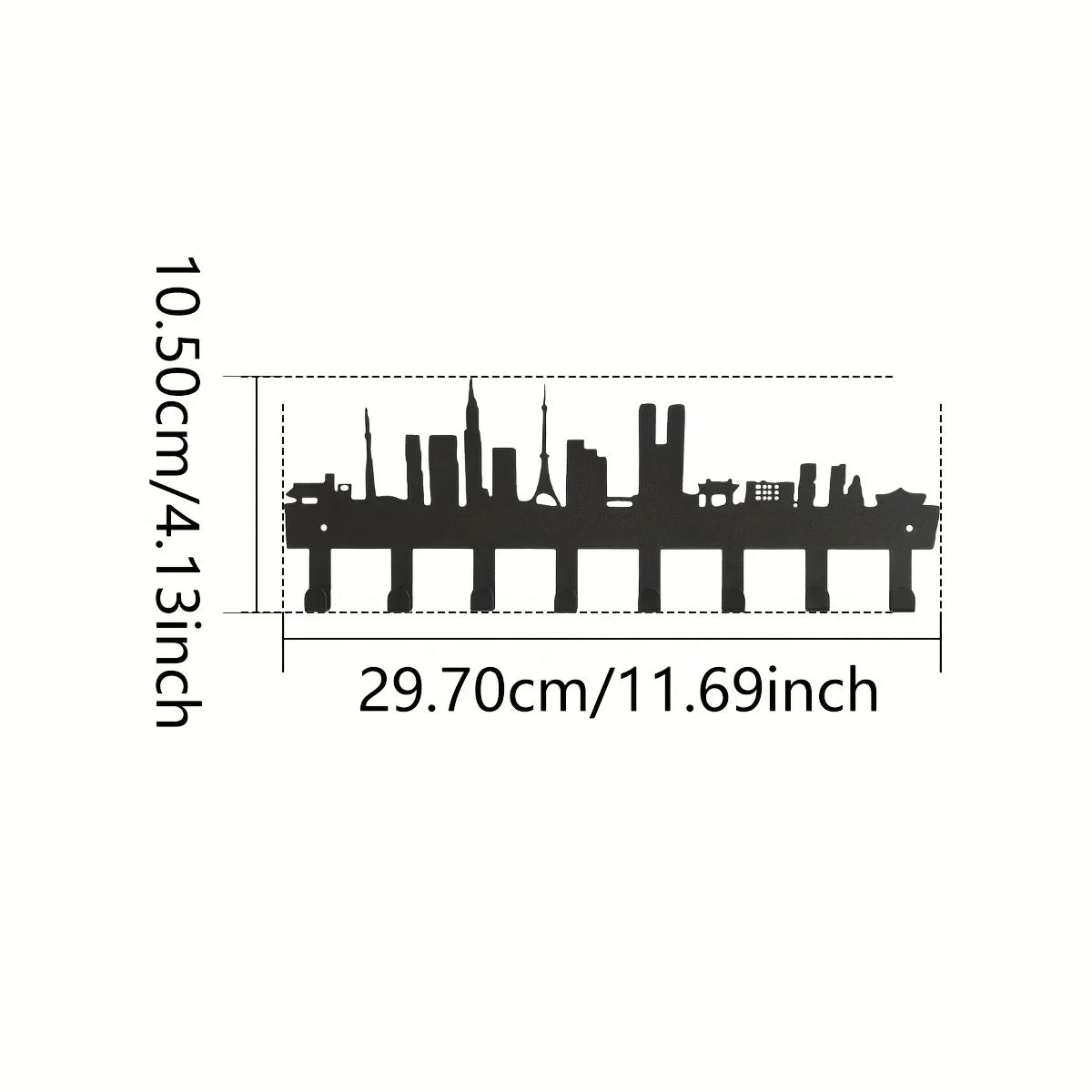 CIFBUY Key Holder Wall Mounted Key Hooks For Wall Decorative With 5 Hooks Black Metal Key Organizer Rack Hanger Iron Art Artwork