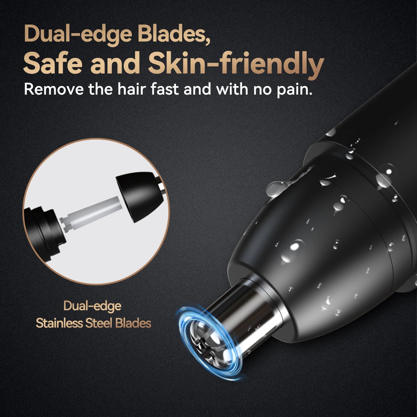 MAXGROOM Nose Hair Trimmer for Men Rechargeable 360 Rotating Dual-Blade Electric Shaver Eyebrows Nose Hair Trimmer Painless Safe