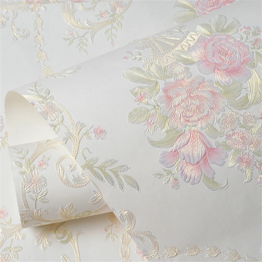 European wallpaper self-adhesive pastoral flower luxury wall stickers self-adhesive bedroom living room home background wall wal