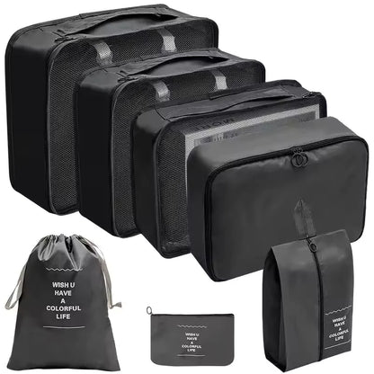 7PCS Set Travel Luggage Organizer Bags Clothes Shoes Packing Set Suitcase Foldable Cube Dormitories Clothes Storage Bag 7PCS Bag