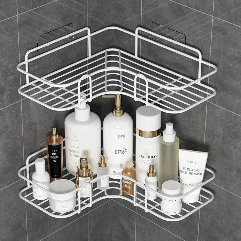 Toilet Storage Rack Bathroom Shelf No-Drill Corner Shelf Shower Wall Mounted Shelf Bracket Bathroom Accessory Organizer Shampoo