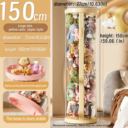 Transparent Doll Storage Box Plush Toy Organization Toy Storage Tube DIY Zipper Bins Kid Christmas Gift Children's Toy Organizer