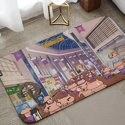 B-Buriburi-zaemon Floor Mat Graphic Printed Flannel Doormats For Bathroom Kitchen Entrance Carpet Home Decor