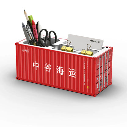 Miniature Realistic Shipping Container Model Simple Multifunctional Office Desktop Pen Holder Storage Box Home Decor Craft