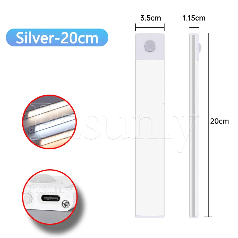 LED Bar Light Motion Sensor USB Rechargeable Led Night Light for Kitchen Wardrobe Cabinet Lighting 30cm/40cm/50cm Cabinet Light