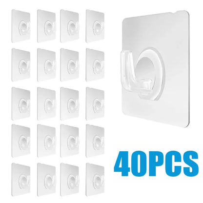 30PCS Wall Hooks Transparent Strong Self Adhesive Key Towel Door Wall Hanger Hanging Kitchen Bathroom Accessories Hooks