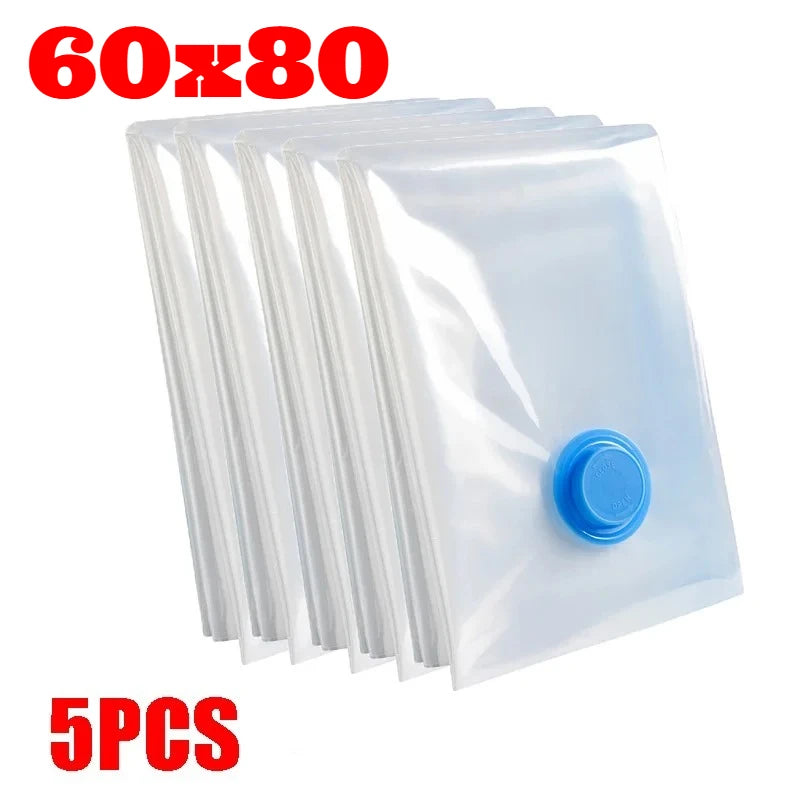5Pcs Vacuum Storage Bags or 1Pcs Pump, Vacuum Seal Bag Space Saving Bags for Comforters Clothes Pillow Bedding Blanket Storage