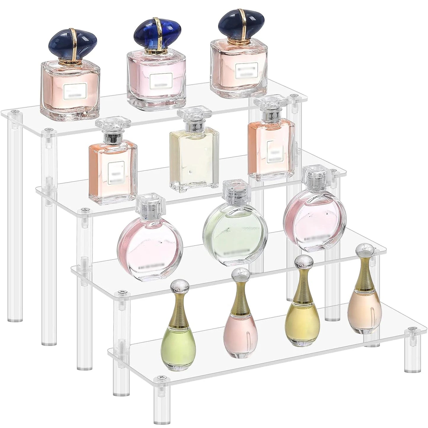 Transparent Acrylic Display Stand Pottery Storage Rack - Doll Clay Figurine Ladder Shelf for Makeup Organization Home Store