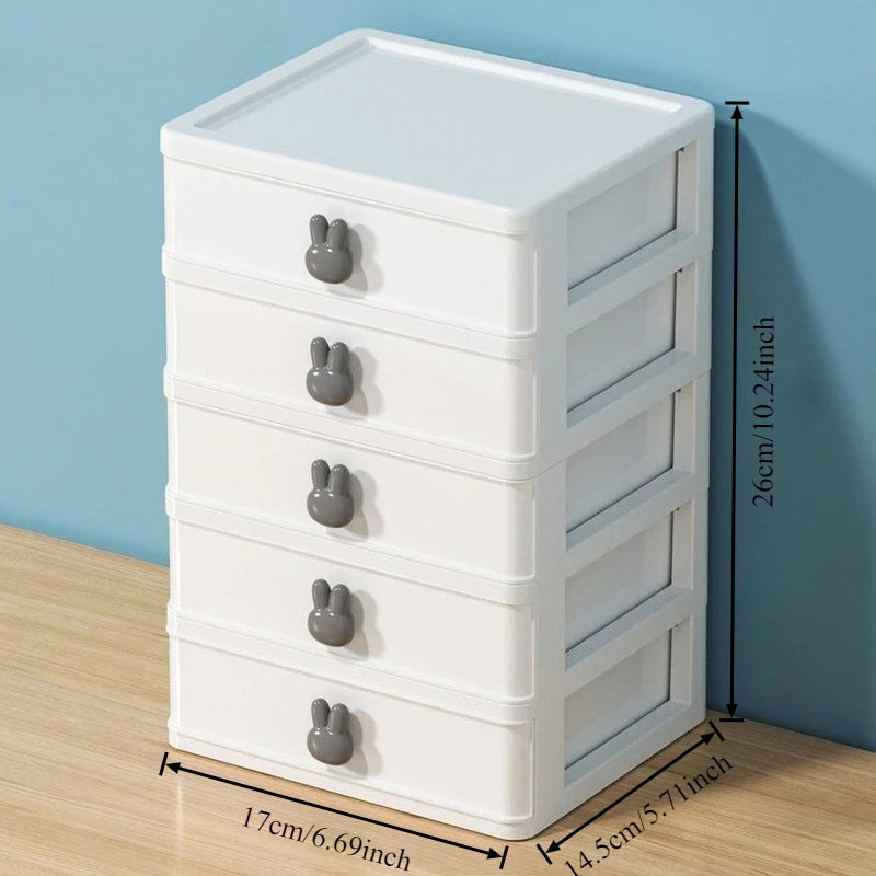 Clear Stacking Drawer Organizer - Multi-Tier PP Storage Box for Office/Beauty Products, Modular Desktop System (2-5 Layers)