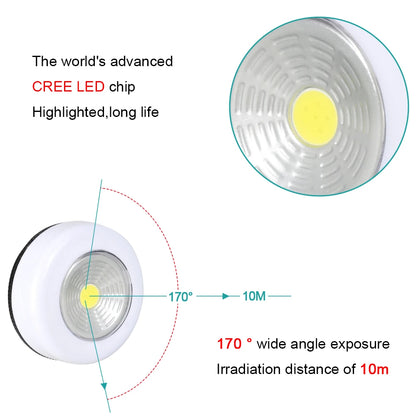 COB LED Under Cabinet Light With Adhesive Sticker Wireless Night Light Home Wall Lamp AAA Battery Powered Wardrobe Closet Lamp