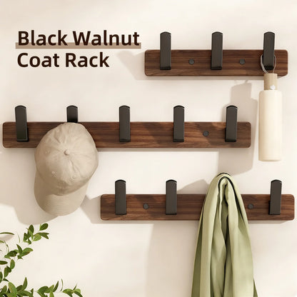 Coat Rack Wall Mount shelf Entryway Wall Hanger for Towels Wooden Coat Hooks Hook Storage Rack  for Bedroom Bathroom Kitchen