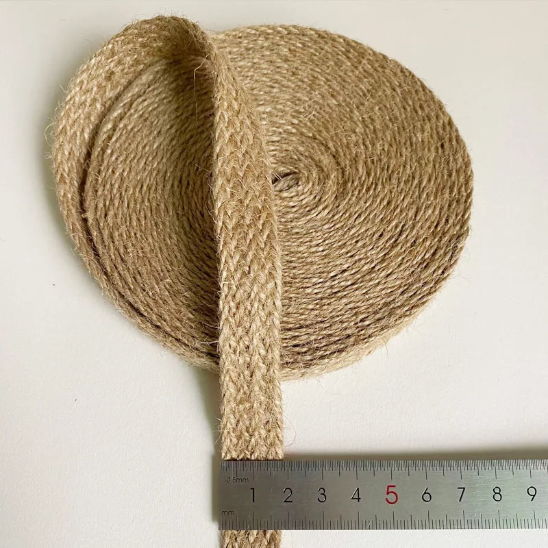 Flat Braided Jute Cords Burlap Ribbon Macrame Handmade DIY Craft Supplies Natural Hemp Rope Twine String Ribbon for Home Decor