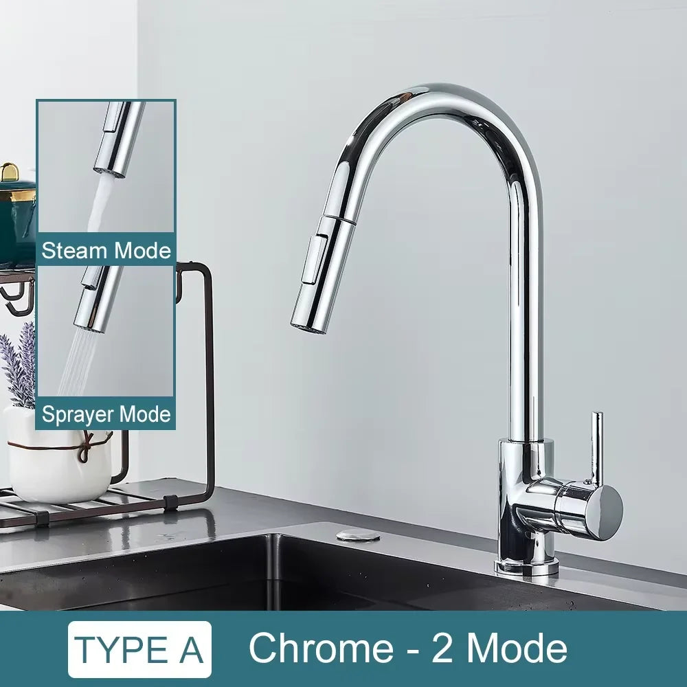 Brushed Nickle  Kitchen Faucet Pull Out Stainless Steel Black Kitchen Mixed Tap Kitchen Sink Tap
