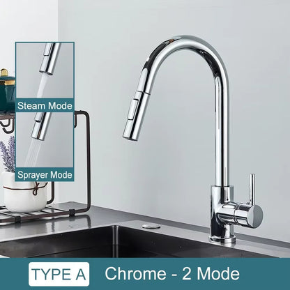 Brushed Nickle  Kitchen Faucet Pull Out Stainless Steel Black Kitchen Mixed Tap Kitchen Sink Tap