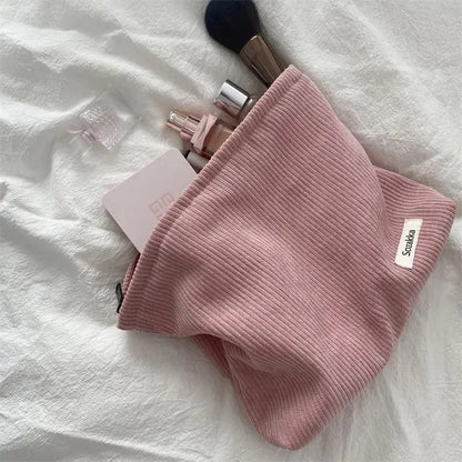 Corduroy Makeup Bag for Female Internet Celebrity, Large Capacity Lipstick Makeup, Change, Mobile Phone, Handheld Bag